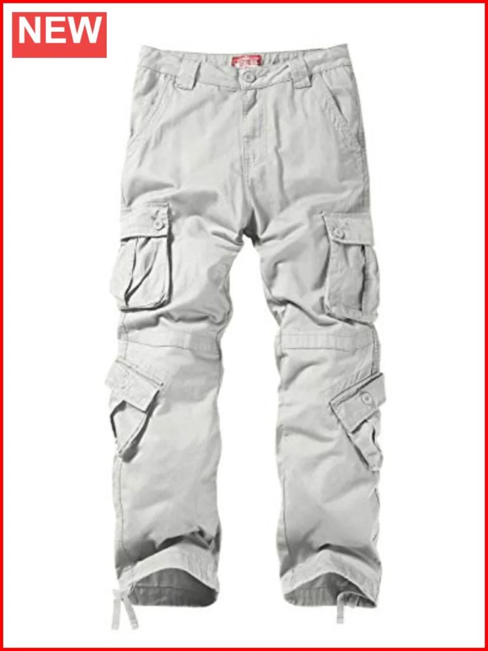 Men's Cargo Pants 8 Pockets Adjustable Drawstring Waist Cotton Twill